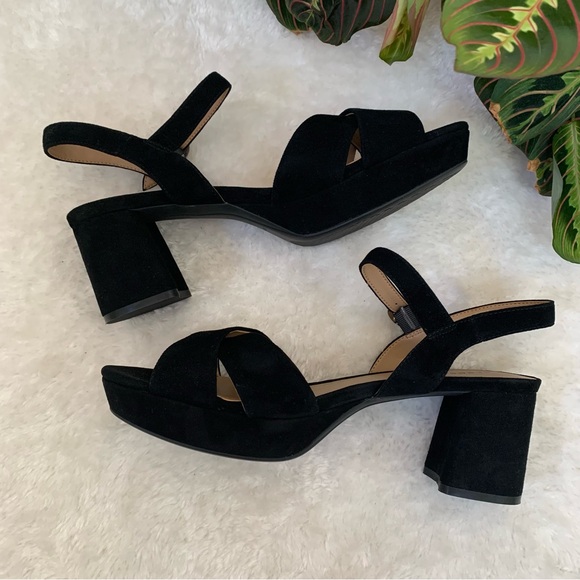 Aerosoles Cosmos Women's Crisscross Platform Sandal in Black Suede - Picture 7 of 11